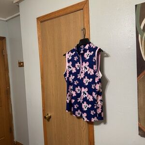 Sport Haley XXL Multi-Color w/Floral Print Sleeveless 1/4 Zip Golf Polo - EUC
